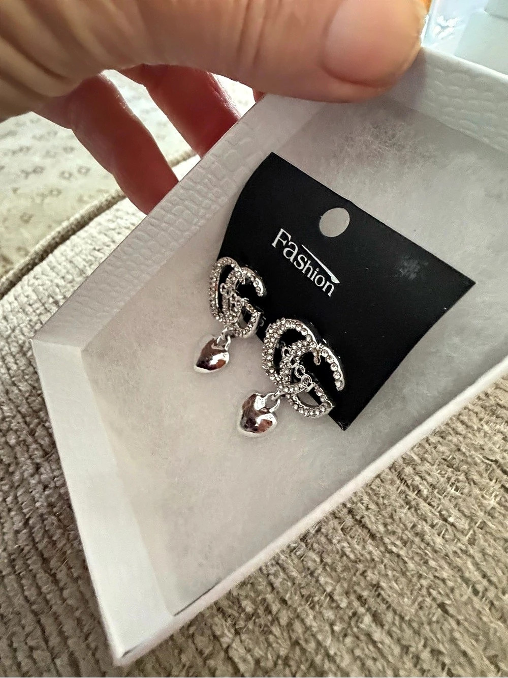 Silver-Tone Drop Heart Post Earrings NWT, fashion jewelry